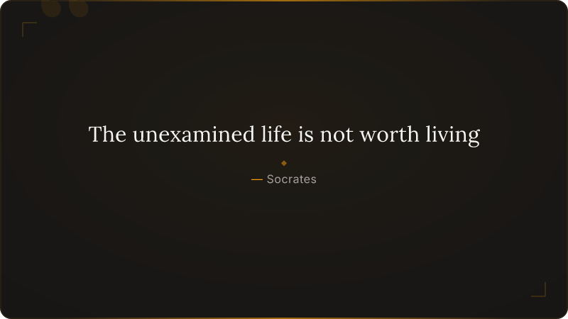 The unexamined life is not worth living